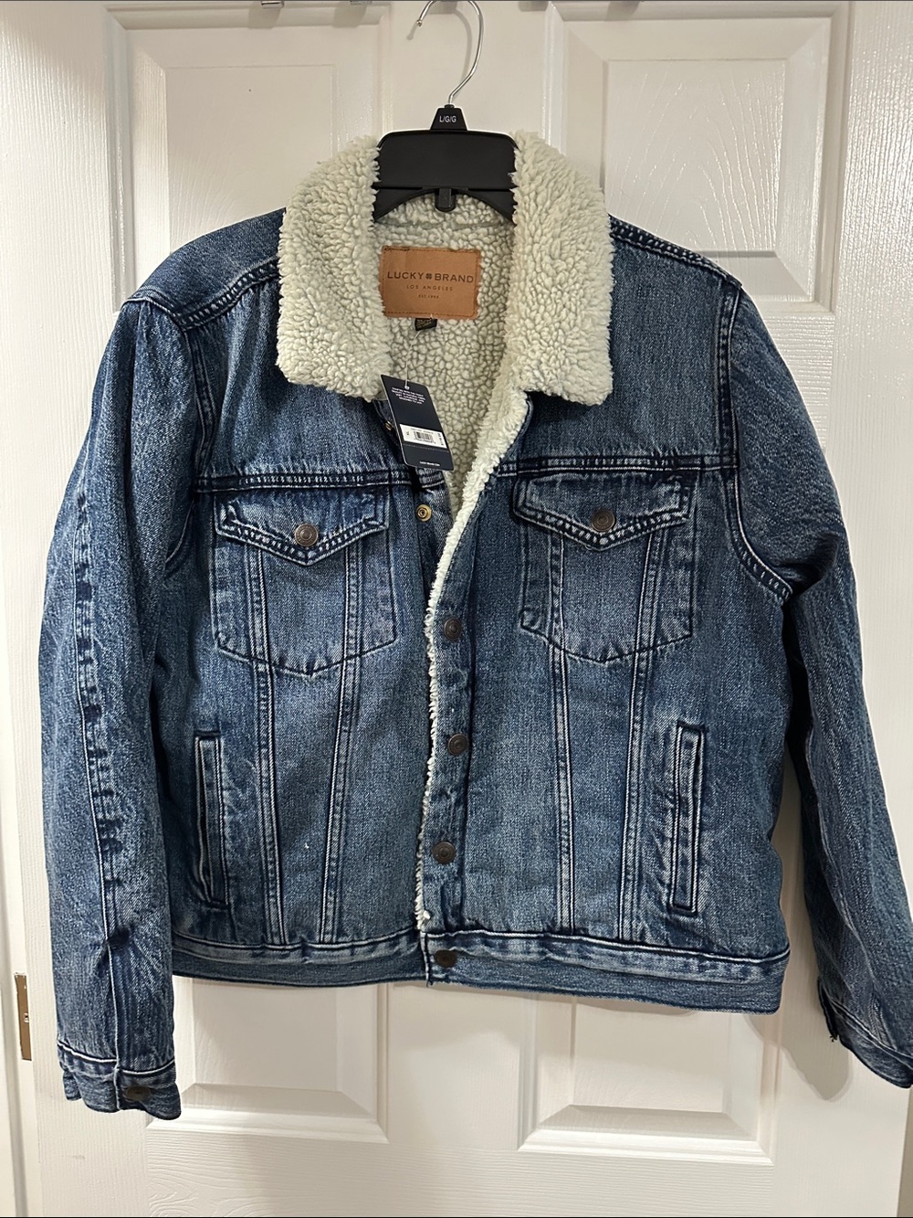 Lucky Brand Blue Denim Sherpa Jacket with Cream Lining